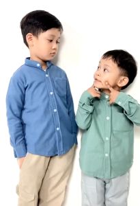 Kemeja Koko Chiangi Anak Laki-Laki Lengan Panjang Kemeja Anak Polos Kemeja Anak Bahan Pique AH17