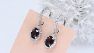 Lohaspie Jewelry Pure 2.8 Carat Solid Sterling Silver 925 Clip Earring Original Natural Garnet Peridot Clip Earring Genuine Garnet Earrings Garnet Earring For Women Silver Jewelry