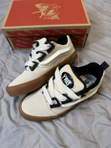 Knu Skool Suede Wide Laced Casual Shoes Retro Plump Bread Mens Skate Shoes Low Top Flat Heel Color Block Rubber Outsole