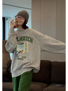 Retro Style Loose Fit Cotton Hoodie Womens Spring Early Season New Arrival Comfortable Breathable Long Sleeve round Neck