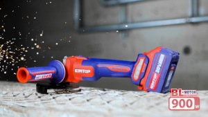 EMTOP เครื่องเจียร์ 4 นิ้ว ไร้สาย 20 โวลท์ [ แบต 5 A 2 ก้อน + แท่นชาร์จ ] รุ่น ELAG2010082 Lithium-Ion angle grinder