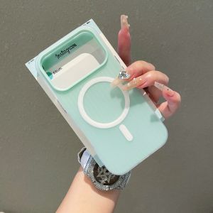 เคสโทรศัพท์แม่เหล็ก Magsafe ลายลูกฟูกสีลูกกวาด 2 in 1 สำหรับ iPhone 17 Air 16 15 14 13 12 Pro Max ฝาหลังลายเส้นด้าน