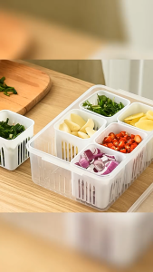 Kontainer Kulkas Eco Tempat Penyimpanan Kotak dengan sekat dan tutup yang tersegel Cegah kebocoran KONBU