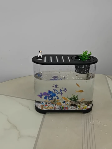 AKUARIUM OVAL PENDEK BAHAN PLASTIK AKRILIK AQUARIUM IKAN CUPANG IKAN HIAS DAN TANAMAN HIAS PETHOMES