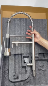 BAOKEMO Pull-Out Cold Water Kitchen Faucet with Sprayer Dual Function Spring Stainless Steel Sink Faucet