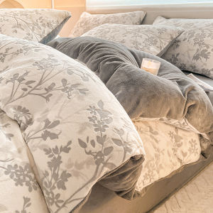 Thickened Milk Velvet Coral Velvet Double-sided Four-piece Bedding Set Winter Warm Breathable Hypoallergenic Comforter Cover