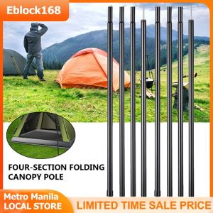 2m/6.6ft Tent Awning Pole Folding Zinc Plated Iron Tube Canopy Rod Outdoor Camping Accessories