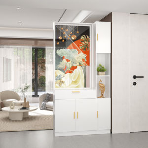 Modern Minimalist Solid Wood Screen Partition Entrance Hall Cabinet Integrated Storage Shelf Living Room Shoe Cabinet