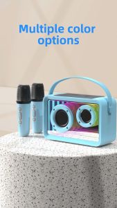 GOOJODOQ Bluetooth Speaker Wireless Mini Karaoke with Microphone Portable 3D Stereo Family KTV Party