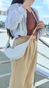 korean fashion Single shoulder nylon bag diagonaldouble zippers for woman