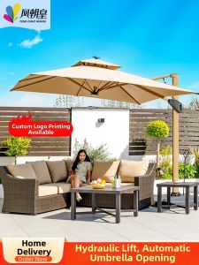 FENGZHAOHUANG | Automatic Hydraulic Sun Umbrella with Solar LED Light
