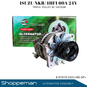 ISUZU NKR 4HF1 ALTERNATOR ASSEMBLY TRIPLE PULLEY WITH VACUUM 60A 24V RD-3P 8-97019-2331