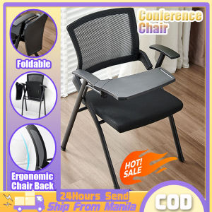 Folding Class Chair Conference Chair With Writing Board 2 In 1 Table Chair Portable Comfort Chair With Rotating Elevating Multi-Function Writing Board Chair Breathable Mesh Cloth High Resilience Office Study Chair