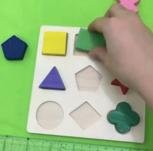 Mainan Kayu Edukasi Anak PUZZLE GEOMETRI Timbul 3D Shape Montessori Toys