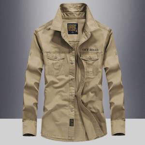 เสื้อเชิ้ตแขนยาวทรงหลวมสไตล์ลำลองสำหรับผู้ชาย ฤดูใบไม้ผลิ 2025 เส้นใยฝ้ายแท้ น้ำหนักเบา กระเป๋าหลายช่อง เสื้อทำงาน