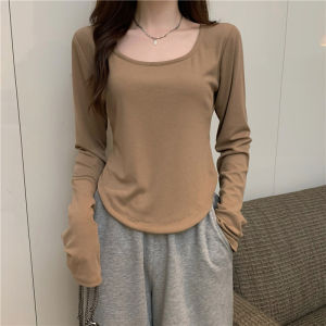 Slim Fit Short Sleeve Long T-Shirt Womens Autumn Fashion Early Autumn Student Top Trendy T-shirt Body Shaping Base Shirt