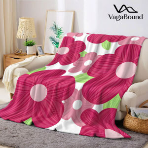 BILIBILI | magenta pink flower green Flannel Blanket Warm Soft Halloween Christmas Decorative Couch Warm Cozy All-Season Gift