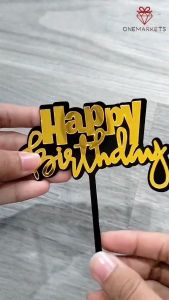 Topper Cake Ulang tahun - Topper Akrilik Happy Birthday - Dekorasi Kue Hampers Ulang Tahun TOP015