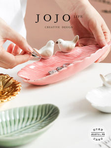 จานเก็บของแบบโมเดิร์นสำหรับใส่เครื่องประดับ จานเซรามิกรูปนก จานสำหรับตกแต่งโต๊ะ เครื่องประดับตกแต่งบ้าน สไตล์เรียบง่าย