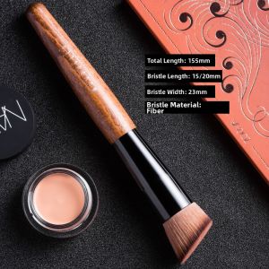 MOOBOCLER Foundation Brush round Flat Head Soft Bristle No Trace No Powder Eating Makeup Brush Short Handle Wooden Handle