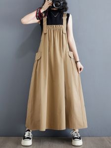 Summer New Womens Long Sleeveless Dress Wide Waist Butterfly Knot A-Line Polyester Maxi Dress Casual Commute Style plus Size