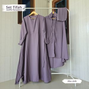 Gamis Basic Tifah Set Khimar NOnpet cadar Lengan resleting wudhu friendly