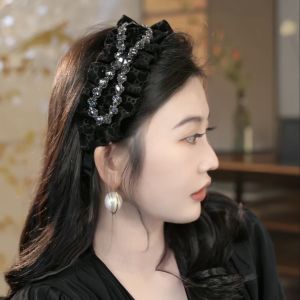 Elegant Velvet Hairband with Butterfly Knot for Women New Face Washing Style Wide Edge High Top Pressure Hairband Fresh out
