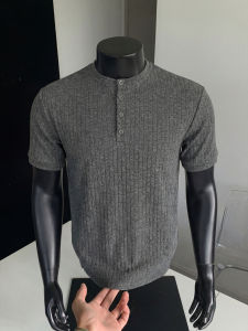 WUKONGYOUHUO | Retro Texture Pure Color Henley Collar Loose Tee