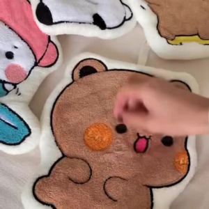 Anime Panda Bubu Dudu Hand Towel Double Layer Thick Absorbent Coral Fleece Hanging Towel Cute Cartoon Towel for Home Towel