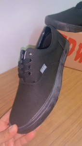 Edwin EW2239 Black School Shoe - Unisex, Canvas Material, EU Size 34-45, Low Cut Lace Design