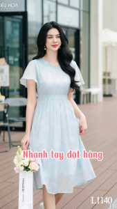 Đầm thiết kế thanh lịch nhẹ nhàng với chất liệu Tơ Hoa cao cấp mềm mịn DD4L1140 Thương hiệu Thiều Hoa