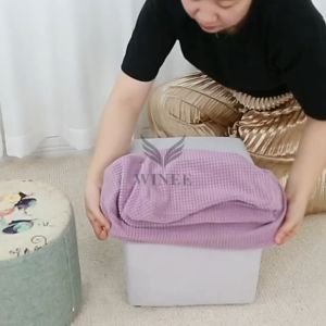 Vỏ ghế đôn tròn sofa vải nỉ caro dày dặn mềm mại co giãn