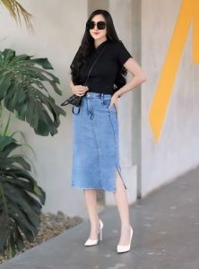 rok span 7/8 belah samping jeans melar