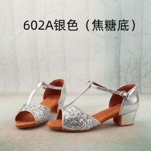 Pp New Arrival Princess Sequin Cowhide Soft Bottom Childrens Shoes Buckle Indoor Childrens Dance Shoes Wrap Ankle Strap Roman Sandals