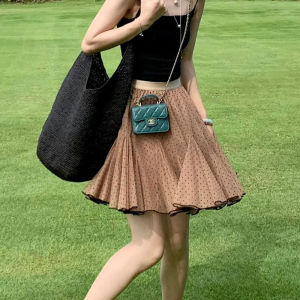 YINQING | Slimming High Waist Sweet Mesh A-Line Skirt