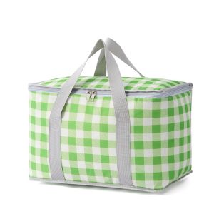 JNL Premium Plaid Travel Cooler Insulation Picnic Lunch Bag with Thick Aluminum Foil B00