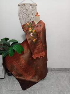 Songket silungkang full kristal premium coklat tembaga basulam