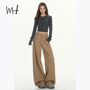 Quần Jeans Ống Thẳng Màu Đen Cà Phê Cổ Điển Cạp Cao Quần Ống Rộng Ôm Dáng Mùa Thu 2025 Thời Trang Thường Ngày