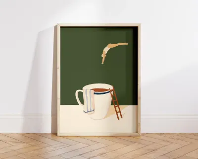 Coffee Diver Canvas Prints Kitchen Good Morning Coffee Wall Art Posters for Modern Living Room Home Decor Coffee Lovers Gifts
