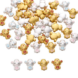 1Pc 12x12mm Silver Gold Color Alloy Lucky Star God of Wealth Beads for Jewelry Making DIY Bracelet Necklace Key Chain Bag Ornament