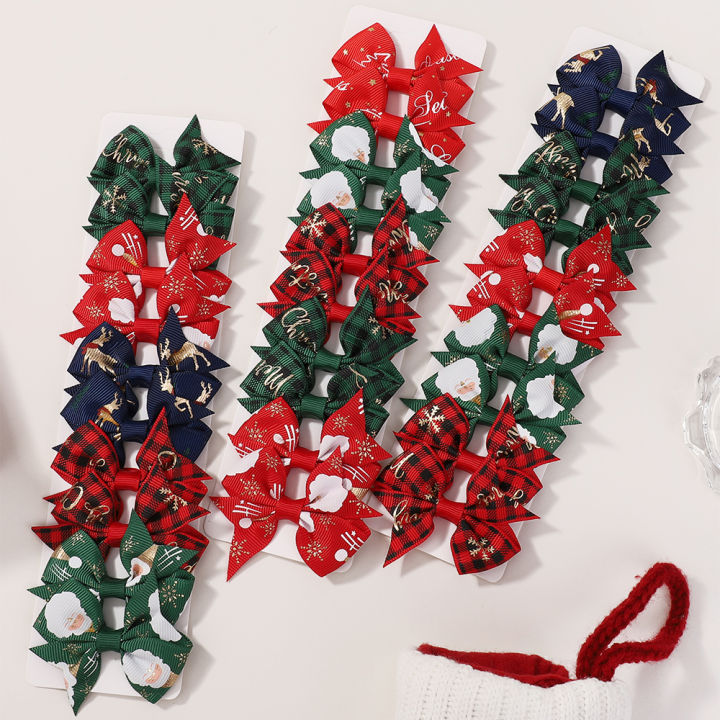 10/20Pcs%20Christmas%20Snowman%20Santa%20Claus%20Bows%20Hair%20Clips%20Baby%20Girls%20Ribbon%20Bowknot%20Hairpin%20Kids%20Headwear%20Supplies%20Hair%20Accessories%20-%20Image%203