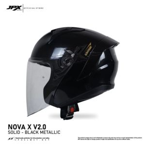 HELM JPX NOVA X V2.0SOLID BLACK GLOSS PAKET SPOILER DOBLE VISORSLOT INTERCOM ORIGINAL