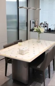 Taplak Meja Kulit Anti Slip Tahan Panas Motif Elegan