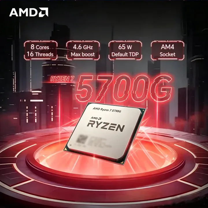 AMD | AMD Ryzen 7 5700G 100% Brand New AMD R7 5700G CPU 4.6GHz 8-Core 16-Thread 16MB L3 Cache Socket AM4 Processor Without Package