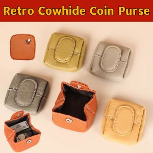 Japanese Retro Coin Purse Genuine Cowhide Coin Wallet Mini Earphone Bag Small Cosmetics Bag Coin Purse