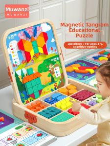 MWZ | Educational Magnetic Jigsaw Puzzle Wooden Building Blocks