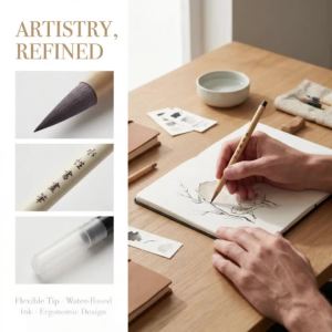 3Pcs Professional Water-Based Soft Brush Pen Set Calligraphy Painting Pens with Flexible Nib for Beginner