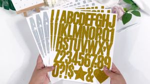 2 Inches glitter Alphabet Number Stickers Alphanumeric Decals for gift Decoration DIY GOLD SILVER