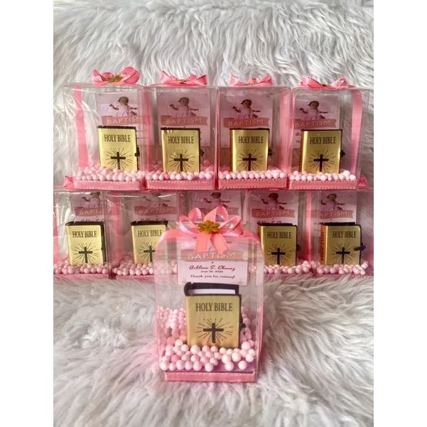 Mini Bible Souvenir for Christening and Wedding with Acetate Box