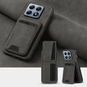 Luxury Leather Card Holder Stand Compatible with Xiaomi 14T Full Protection Anti-Fall Case Multi-Function Business Style
